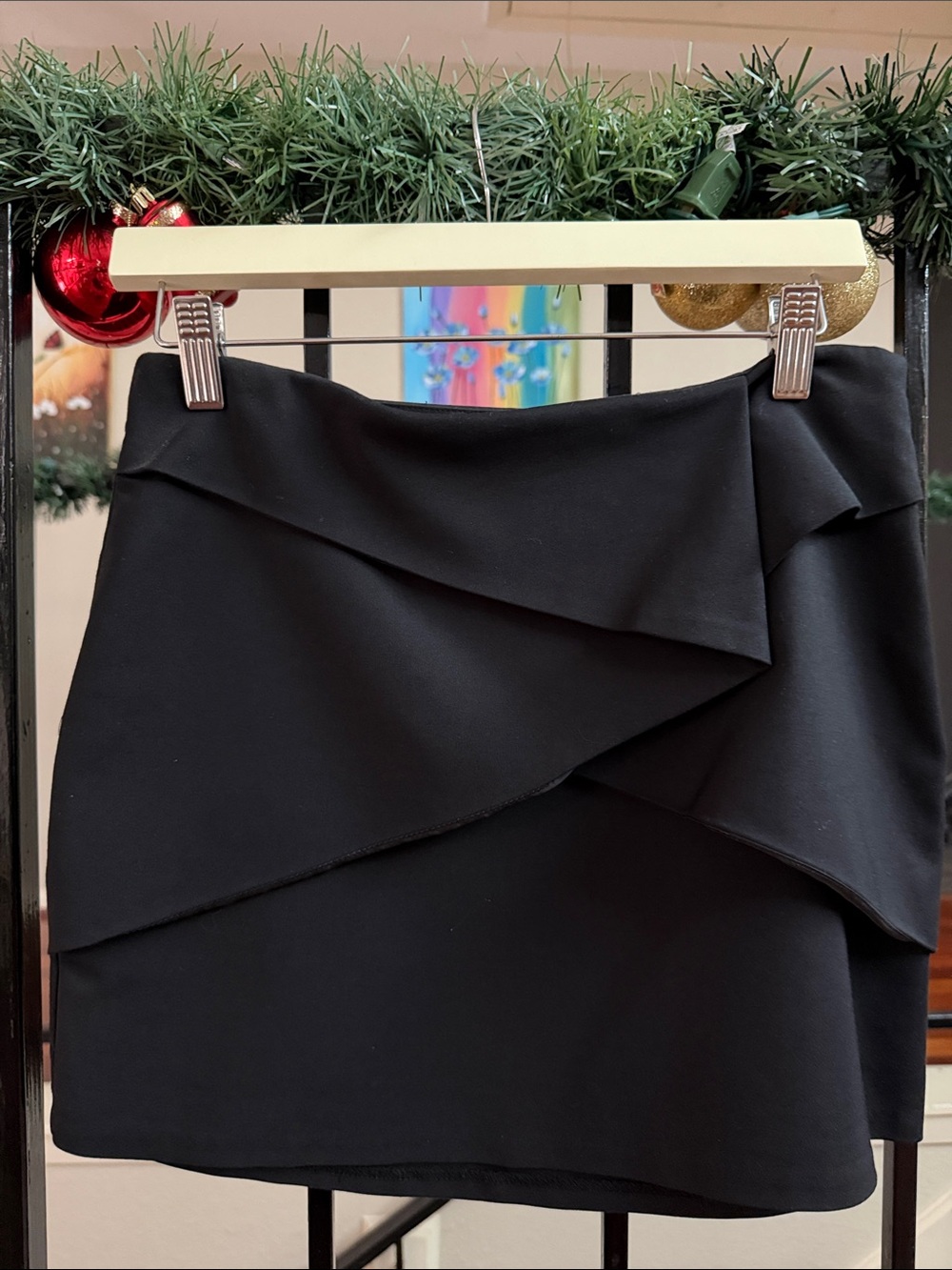 Zara Black Layered Asymmetric Mini Skirt